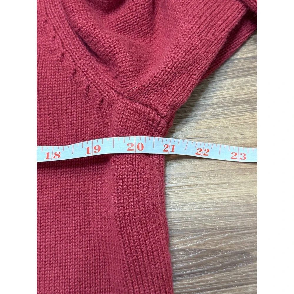 VTG Eddie Bauer Mens Red 100% Cotton Chunky Henley Knit Pullover Sweater Size M